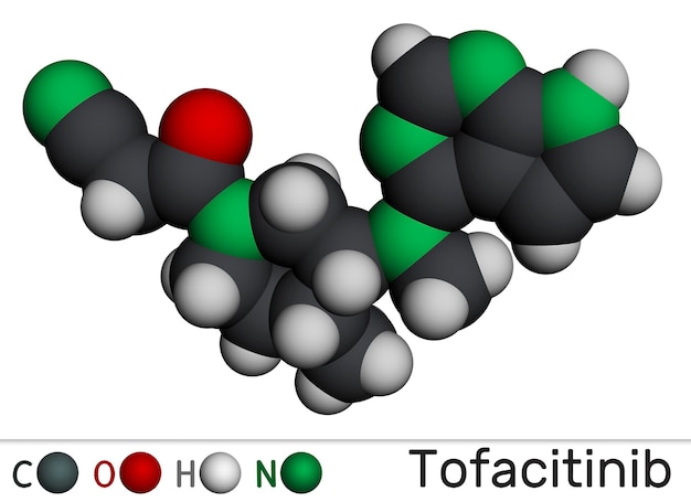 Photo tofacitinib drug molecule molecular model 3d rendering