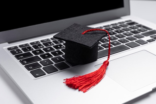 Toga hat on laptop close up