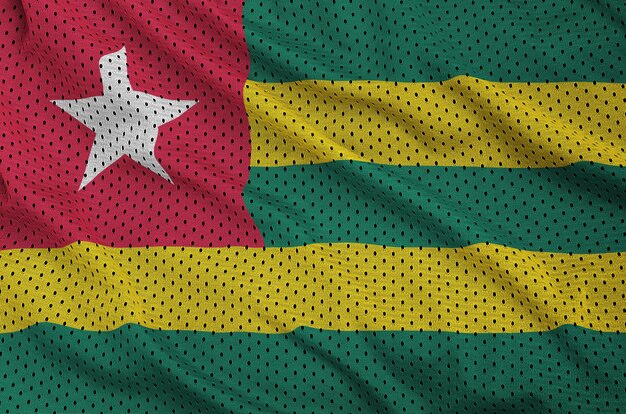 Togo flag printed on a polyester nylon sportswear mesh fabric