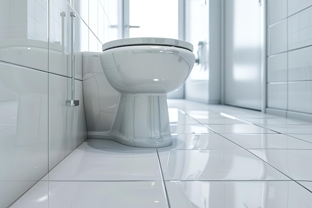 Photo toilet bowl in modern white style bathroom