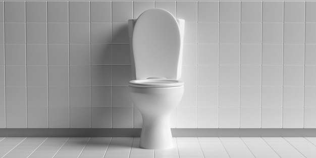 Toilet bowl on white background copy space 3d illustration