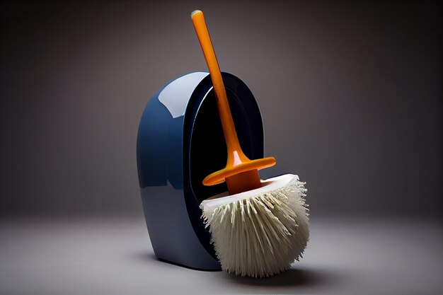 Toilet cleaning with toilet brush illustration Generative AI