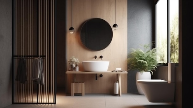 Toilet in modern bathroom interior