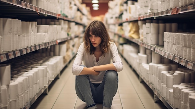 Toilet Paper Towers Woman's Bewildered Reaction to Panic Buying