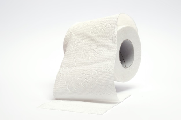 Toilet paper on white background