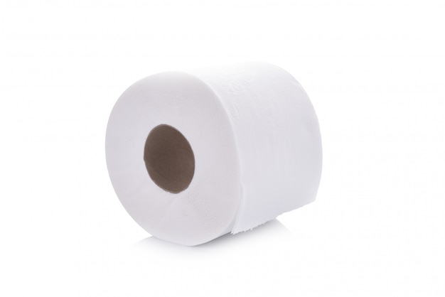 Toilet paper on white background