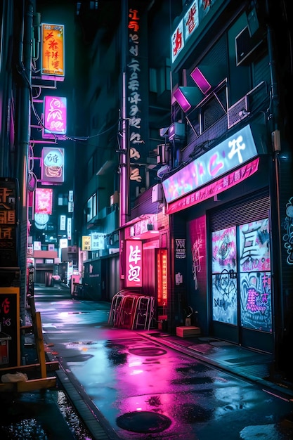 Tokyo City by NightKanji illustration city views magenta neon