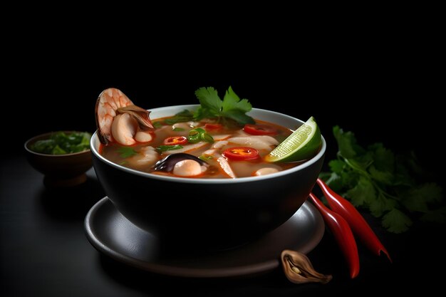 Tom Yum on black background