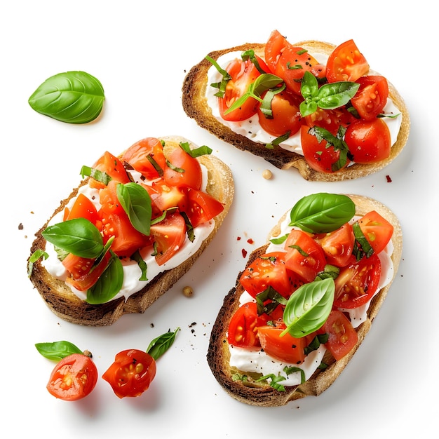 Photo tomato basil bruschetta appetizer