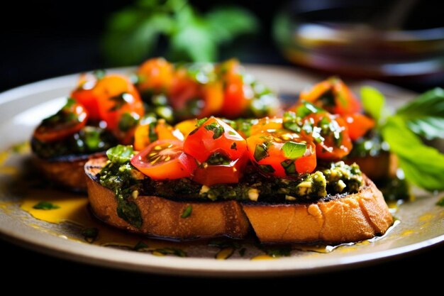 Tomato Basil Pesto Bruschetta delicious Bruschetta food image photography