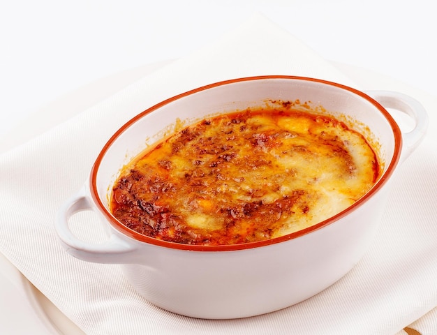 Tomato and ground beef lasagne with cheese