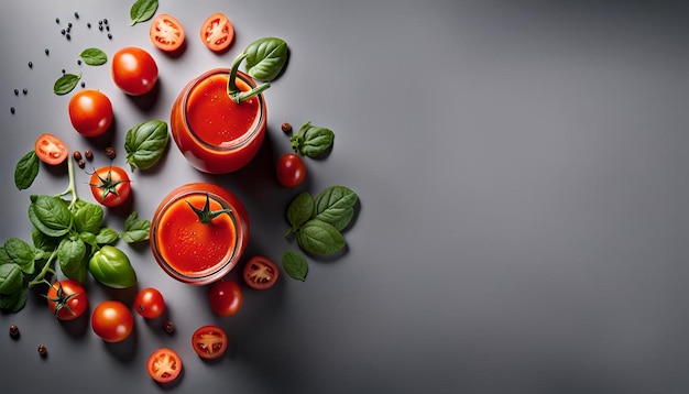 Photo tomato juice top view