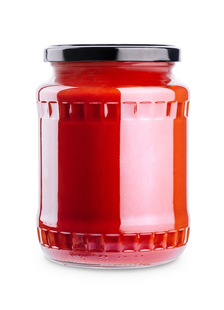 Tomato paste jar isolated on white