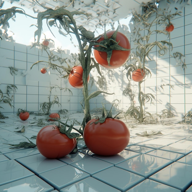 Tomato plant background white big Androgynous