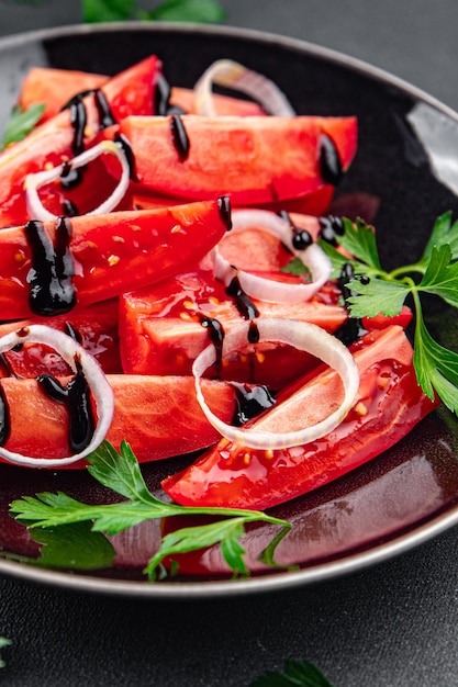 tomato salad fresh eating cooking appetizer meal food snack on the table copy space food background