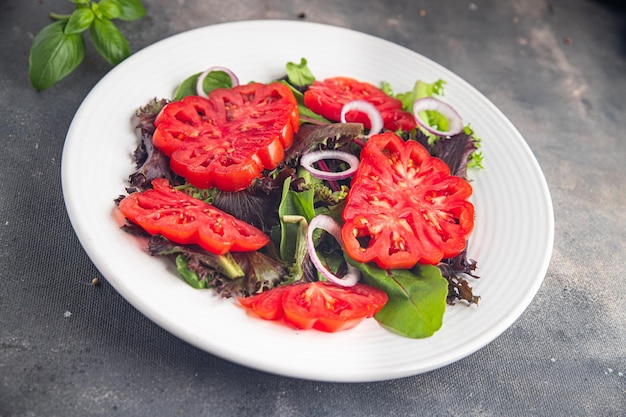 tomato salad vegetable lettuce fresh dish healthy meal food snack diet on the table copy space food