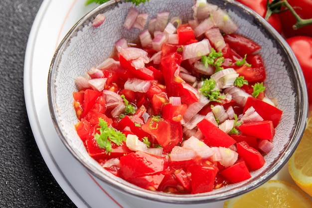 tomato salsa traditional spicy food fresh healthy meal food snack on the table copy space food