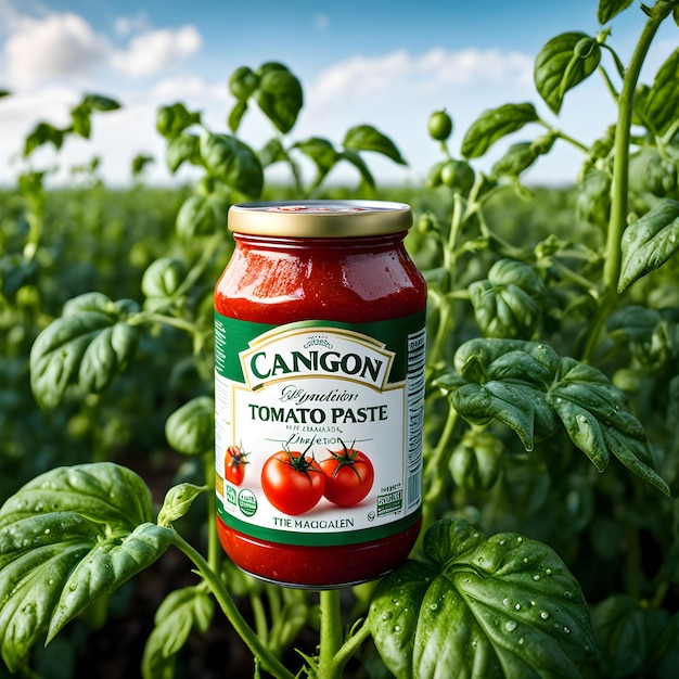 Photo a tomato sauce is on a tomato plant