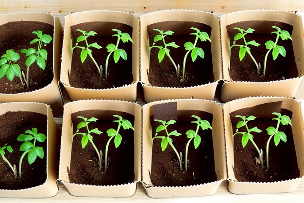 Photo tomato seedlingsthe seedling of the bushes of tomatoes of different varieties sown tomatoes