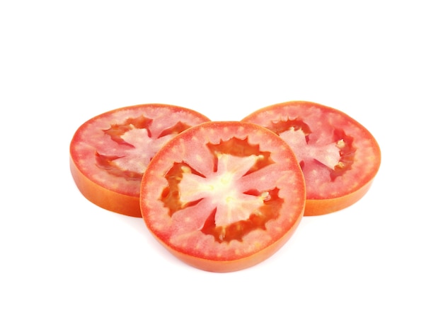 Tomato sliced isolated on white background