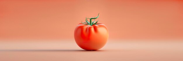 Tomato in soft solid red background panoramic generative AI