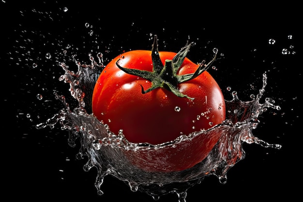 Tomato Splash On Black Background