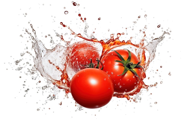 a tomato splashing in a water splash