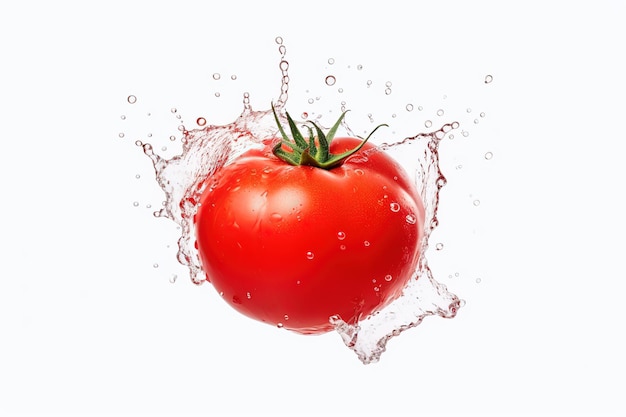 a tomato splashing in a water splash