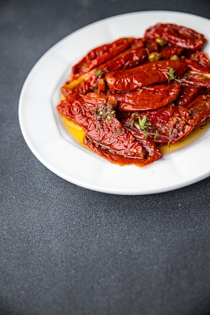 tomato sun dried vegetable food meal snack on the table copy space food background rustic top view