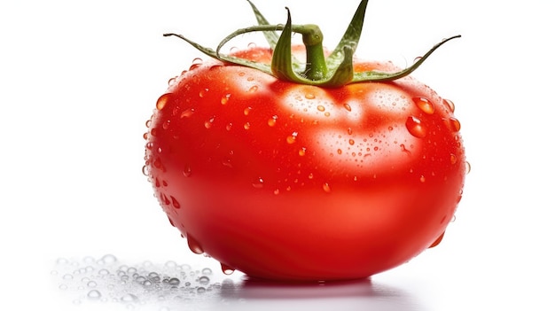 A tomato with water droplets on it