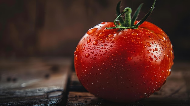 a tomato with water drops on it