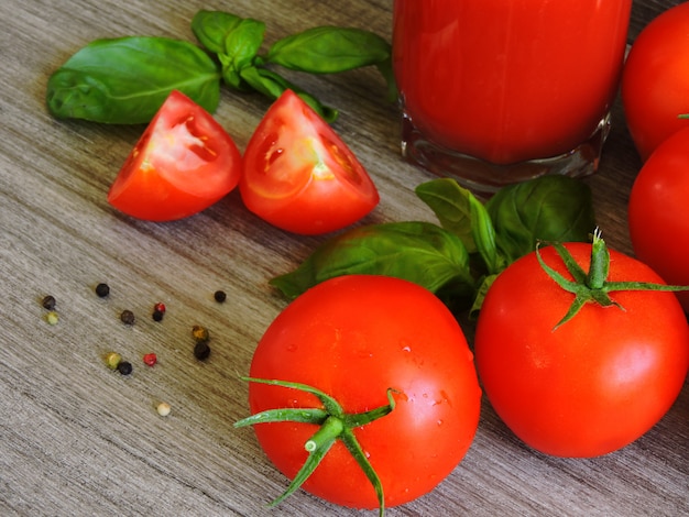 Tomatoes, basil, mix of peppers.