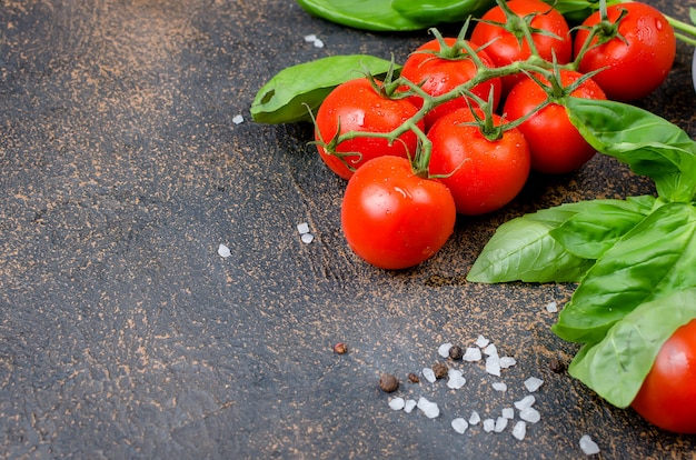 Tomatoes, basil and peper spice