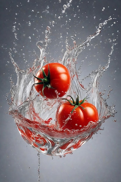 tomatoes falling into water with splash ai generated images