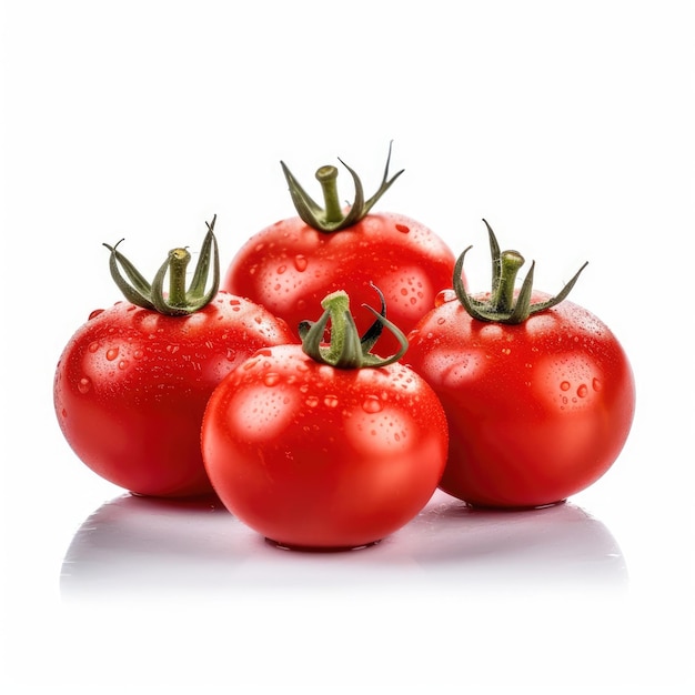 Tomatoes isolated on white background generative AI