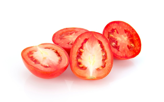 Tomatoes on white background