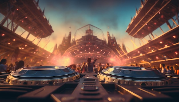 Photo tomorrowland music festival in mars futuristic stage