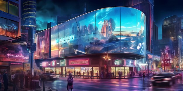 Tomorrowland where advertising reigns supreme impressive mockup towering digital billboards in an urban landscape Generative ai