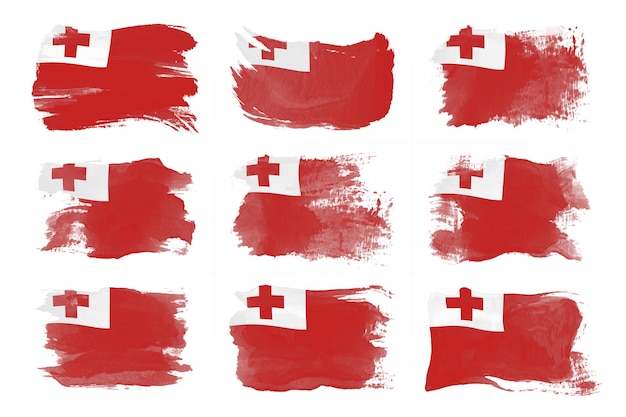 Tonga flag brush stroke, national flag on white background