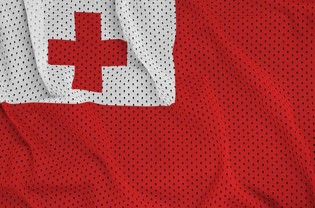 Tonga flag printed on a polyester nylon sportswear mesh fabric