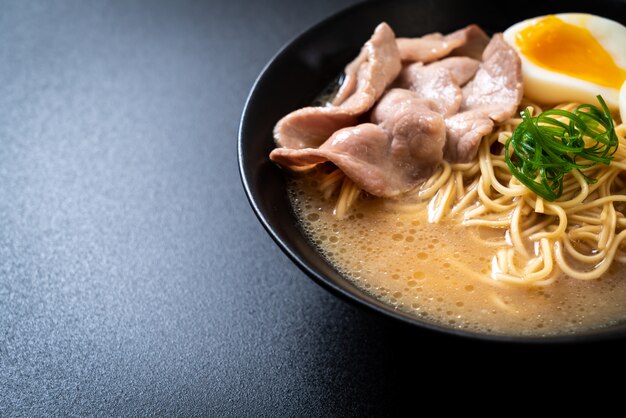 tonkotsu ramen noodles with pork and egg