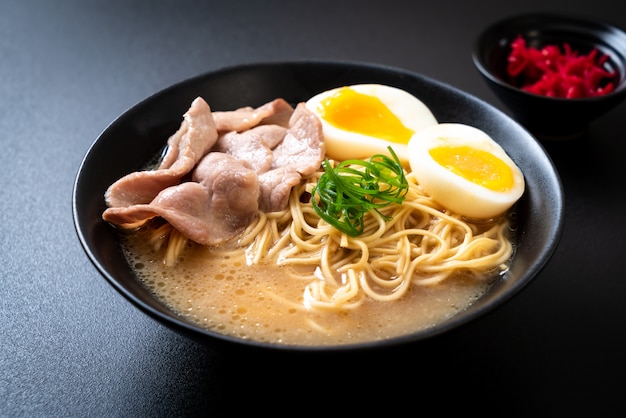 tonkotsu ramen noodles with pork and egg