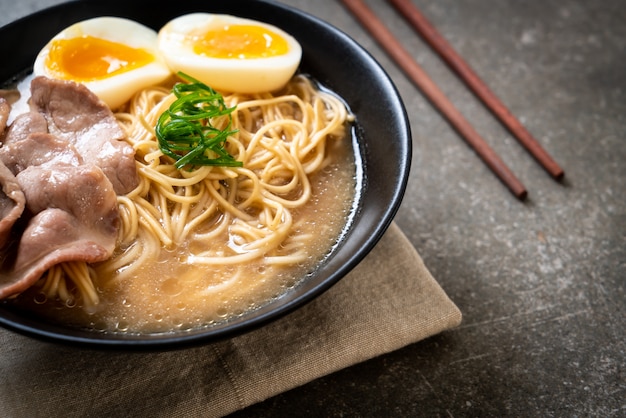 tonkotsu ramen noodles with pork and egg