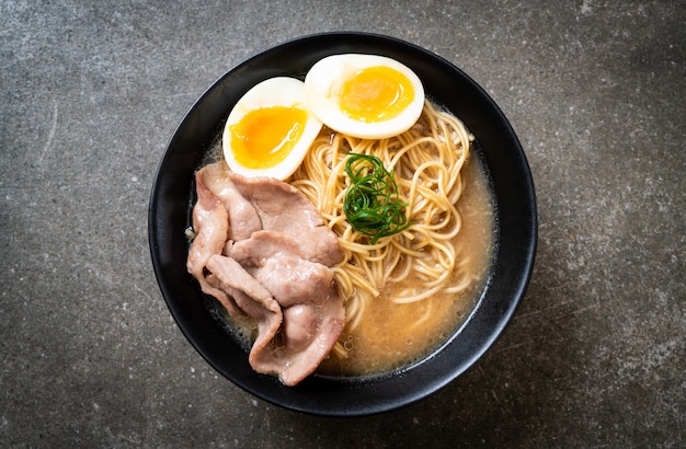 tonkotsu ramen noodles with pork and egg