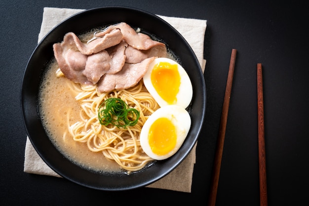 tonkotsu ramen noodles with pork and egg