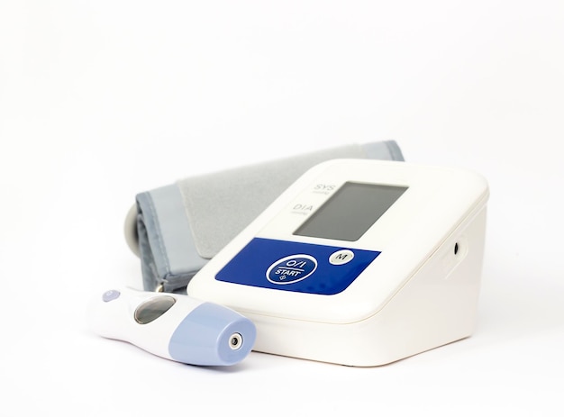 tonometer and thermometer on a white background closeup