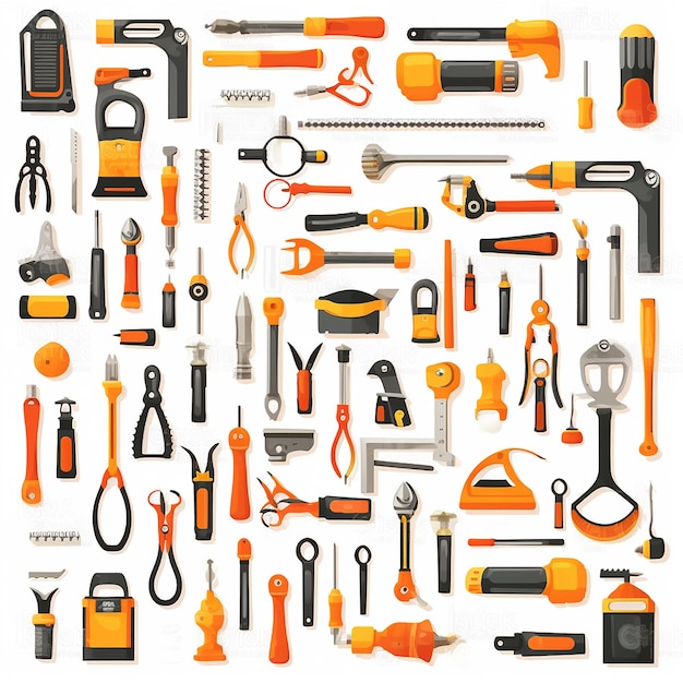 Photo tool icon set construction and carpenter vectors