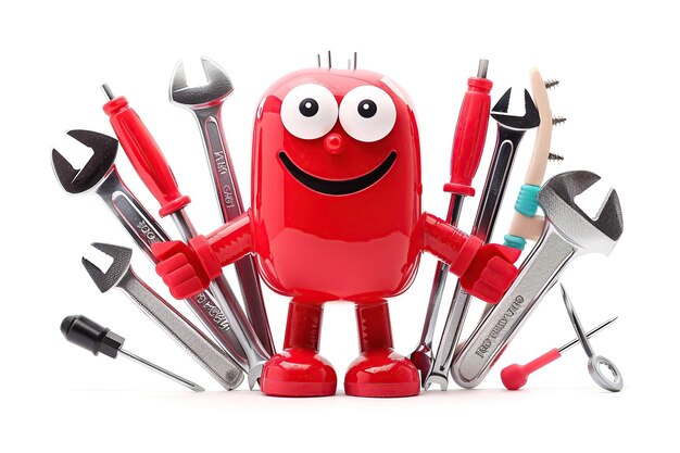 Photo tool kit shaped funny character