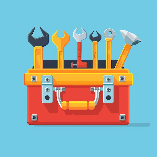 Toolbox Vector Icon on Flat Color Background