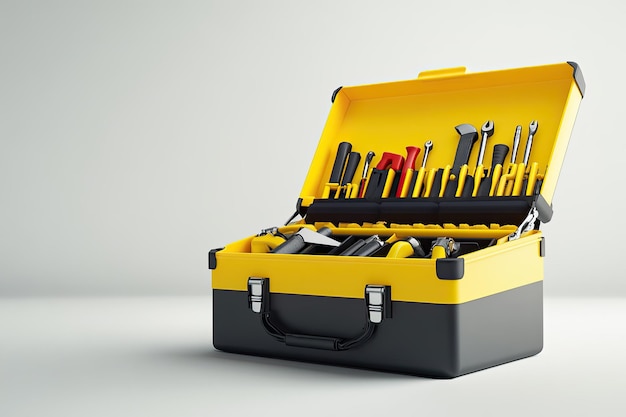 Toolbox with tools on white background Isolated 3D illustration